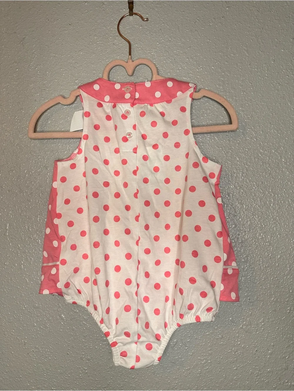 First Impressions Pink Polka Dot Dress with White Bow